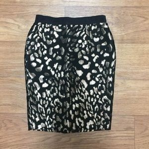 Ann Taylor Leopard Print Skirt Black and Gold
